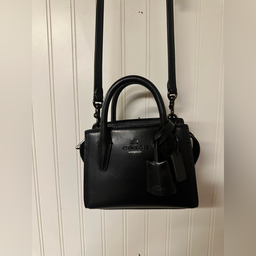 Mini Andrea Coach Black Leather Satchel
